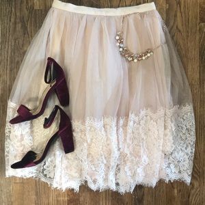 NWT Blush Lace and Tulle Skirt